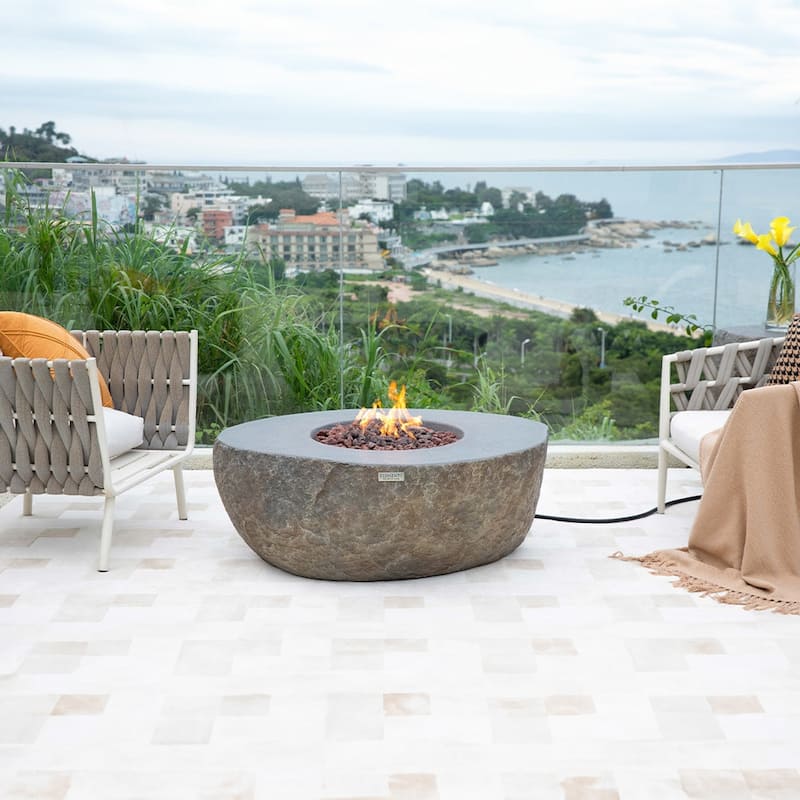 Elementi Boulder Outdoor Fire Pit Table 43" Round Patio Heater - Propane