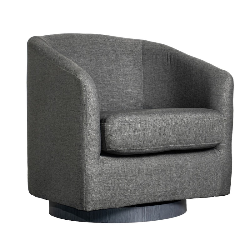 Barrel Accent Chair with 360° Swivel Vinyl Wrapped Base
