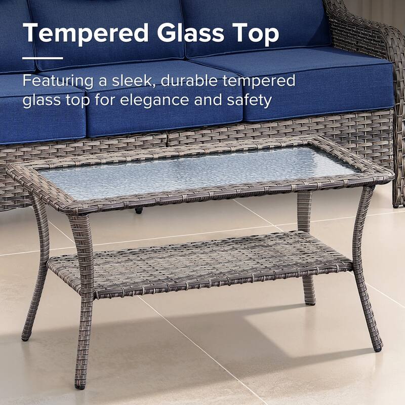 Gymojoy 4-Piece Patio Furniture Set with Swivel Glider Chairs, 6-Inch Ultra-Plush Cushions & Water-Resistant Olefin Fabric