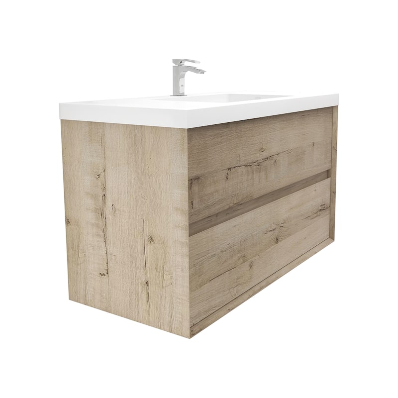 Selina 42" Wall Mounted Vanity with Single Sink - 42 - Matte - Light Oak