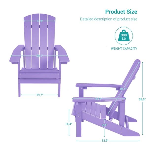 dimension image slide 6 of 11, Bonosuki Outdoor HIPS Weather-Resistant Plastic Adirondack Chairs