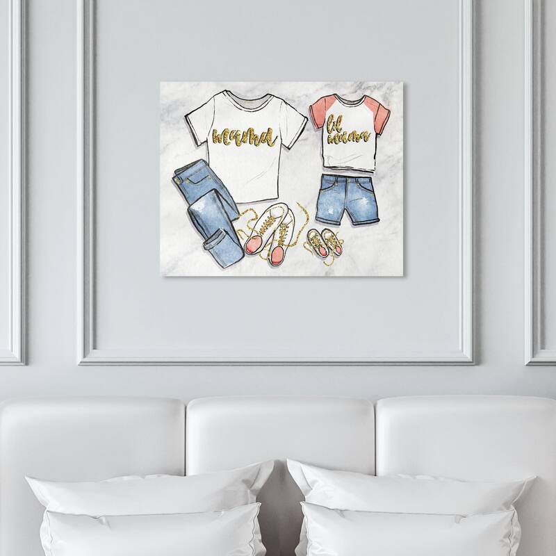 Wynwood Studio 'Mama and Lil Mama Wardrobe' Fashion and Glam Wall Art Canvas Print Outfits - White, Pink