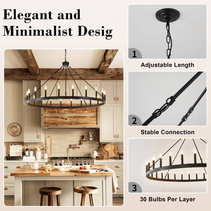 Extra Large Black Wagon Wheel Chandelier Farmhouse for Dining Room