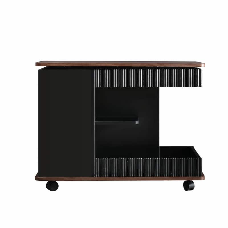 Modern Multifunctional Sofa Side Table with Lift-Top, 360° Rotating Top