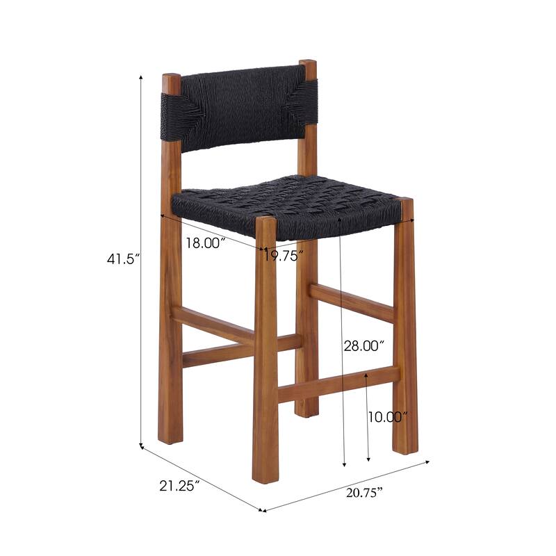 Christopher Knight Home - Modern Acacia Wood Outdoor Bar Stools with Teak Finish and Wicker Back Patio Chairs