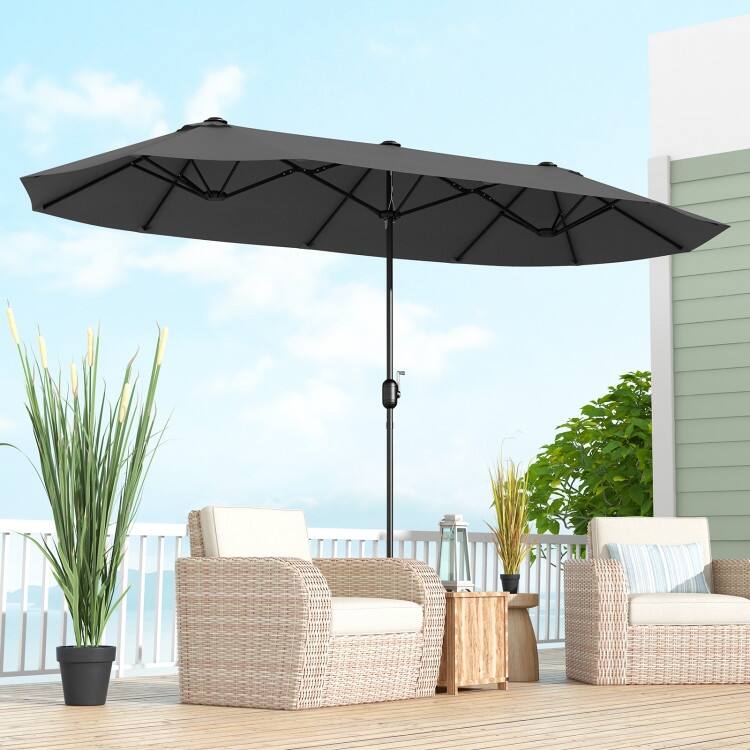 13FT Twin Table Patio Umbrella Double Sided with Crank for Outdoor Shade