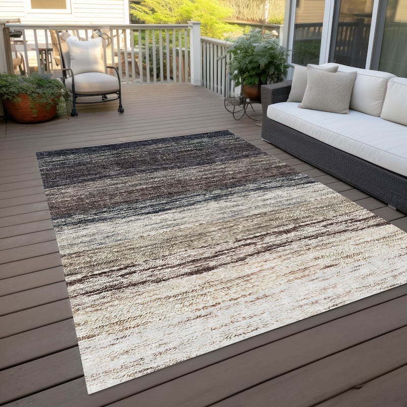 Machine Washable Indoor/ Outdoor Chantille Solid Ombre Rug