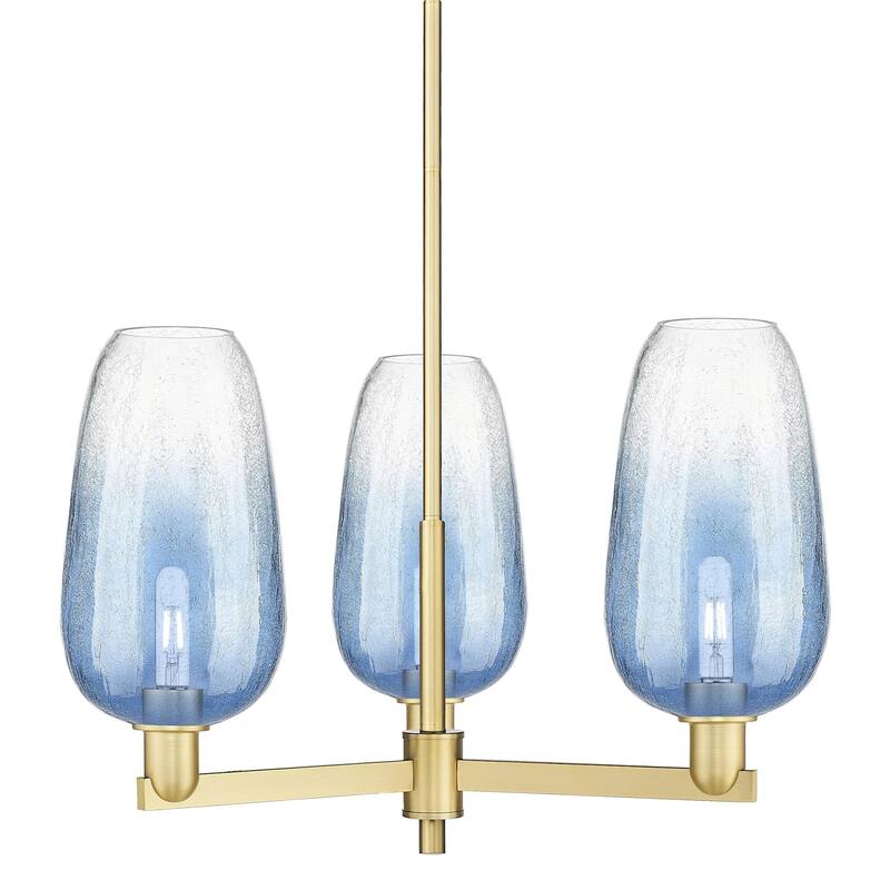 Innovations Lighting 716-3CR-17-18 Brookhaven Flute Chandelier - Satin Gold / Sapphire Blue