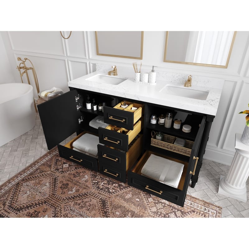 Willow Collections 60 in. W x 22 in. D Aberdeen Double Sink Bathroom Vanity with Countertop