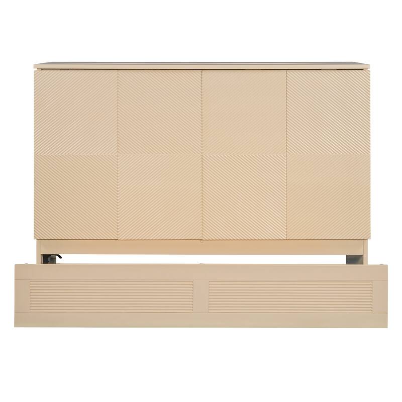 Full Roller Skate Murphy Bed with Charging Station & Dual Storage Drawers