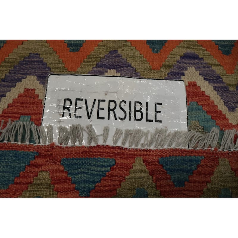 Hand Woven Oriental 100% Wool Carpet Southwestern Geometric Multi-Colored Kilim Area Rug - 5' 0'' X 3' 5''
