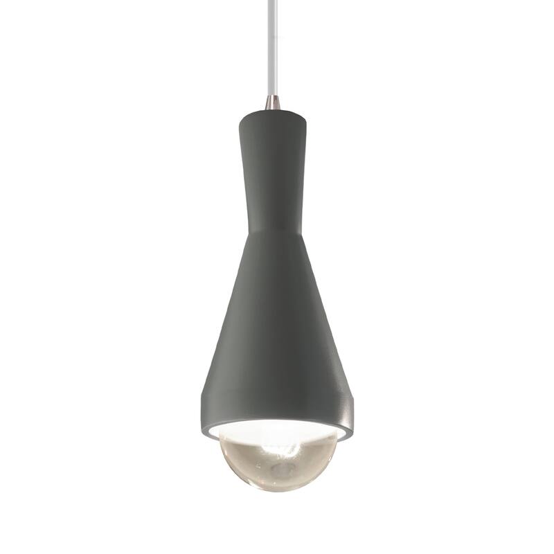 Justice Design Group Erlen 1-Light Pendant - White Cord/Pewter Green/Brushed Nickel