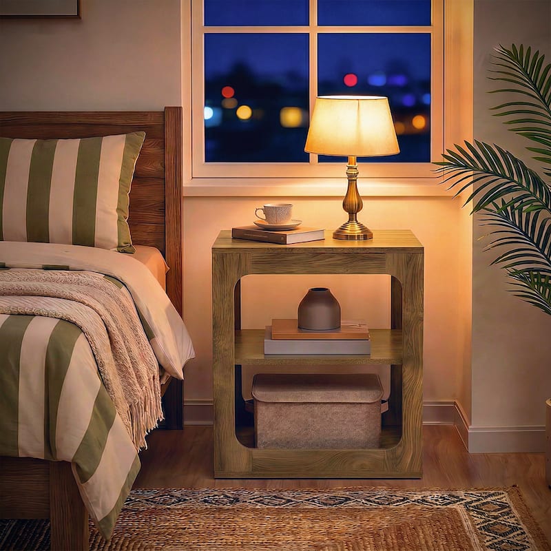 3-Tier End Table with Storage Shelves