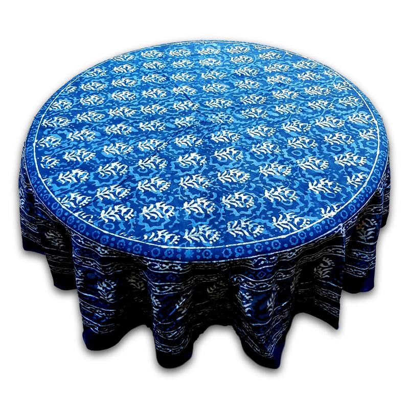 Regal Block Print Cotton Dabu Floral Tablecloth Collection