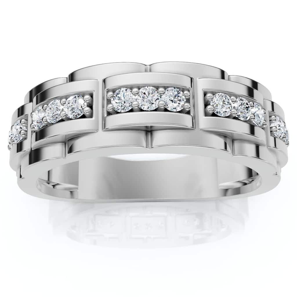 Bliss Diamond 1/3 Ct Mens Lab Grown Diamond Wedding Ring White Gold Anniversary Band