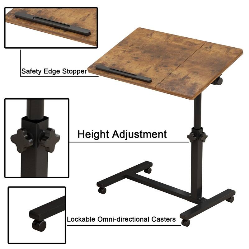 Wheels Height Adjustable Tray Table - 23.6"D x 15.9"W x 35"H