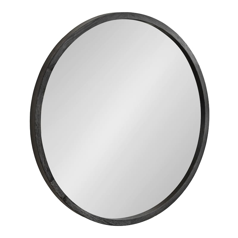 Kate and Laurel Occonor Wood Round Mirror - 28x28x2 - Black