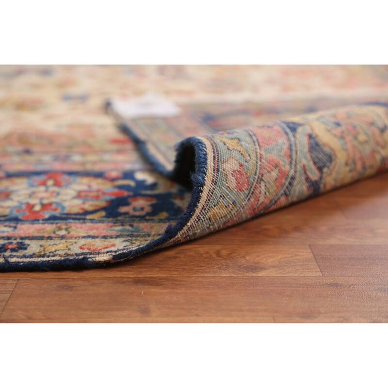 Hand Knotted Oriental 100% Wool Carpet Traditional Medallion Beige & Ivories Tabriz Area Rug - 12' 11'' X 10' 0''