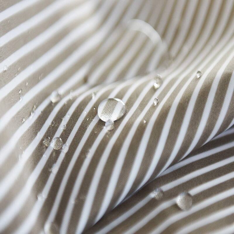 Gold Brown White Stripes Fabric Shower Curtain, 36" W×72" H Inch