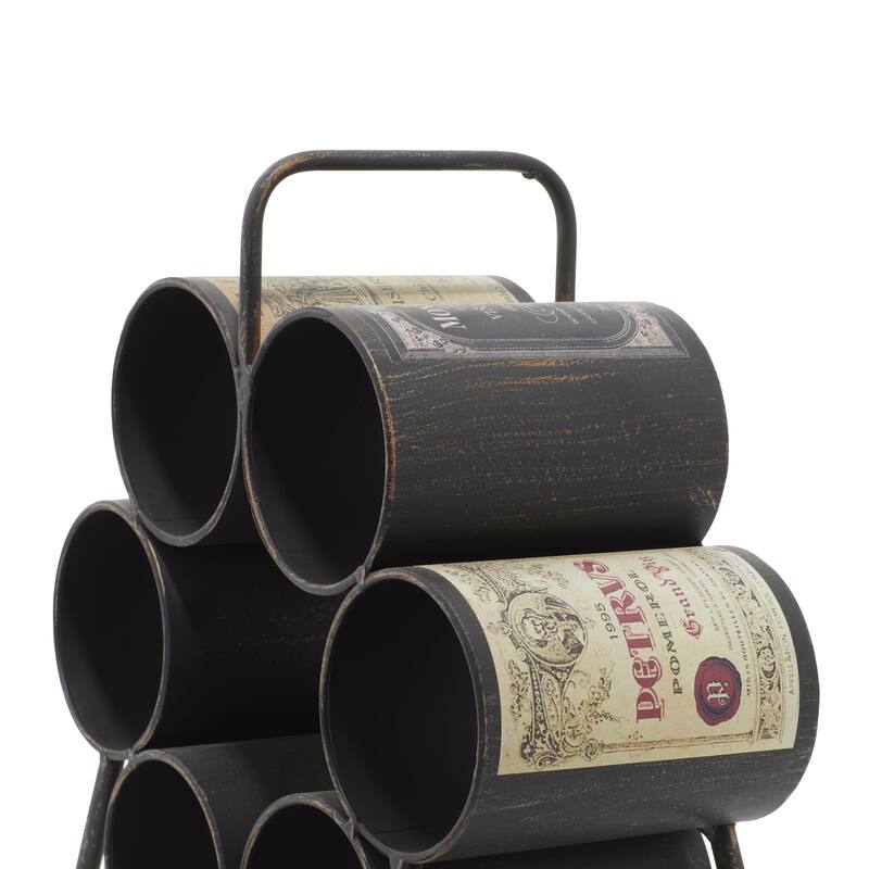 Black Metal 6 Bottle Kitchen Wine Rack
