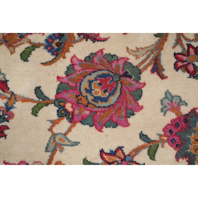Hand Knotted Oriental 100% Wool Carpet Traditional Floral Beige & Ivories Tabriz Area Rug - 10' 4'' X 7' 4''