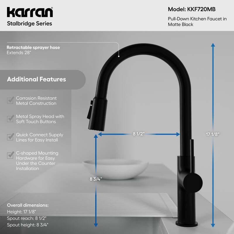 Karran Stalbridge Single Handle Pull-Down Sprayer Kitchen Faucet