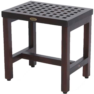 18" DecoTeak Espalier Lattice Teak Shower Bench- WoodLand Brown Finish