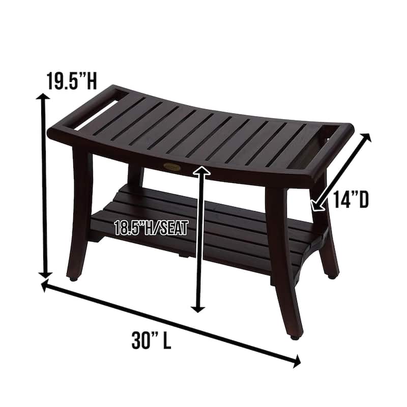 Harmony, 30", Teak Shower Bench, Teak Shower Stool, Teak Bench Shower, Wooden Shower Bench, Woodland Brown