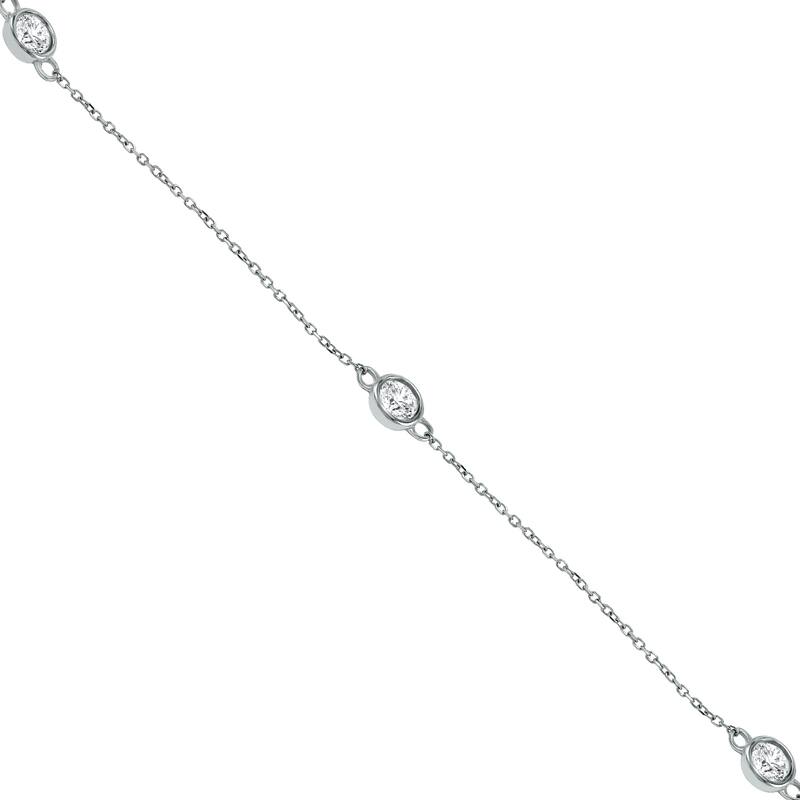 Marquee 2 Carat TW Bezel Set Diamond Station Necklace in 14K White Gold