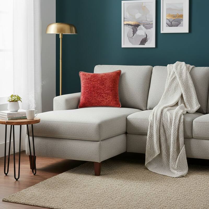 Textured Throw Pillow with Stitched Contrast Edge Set of 2