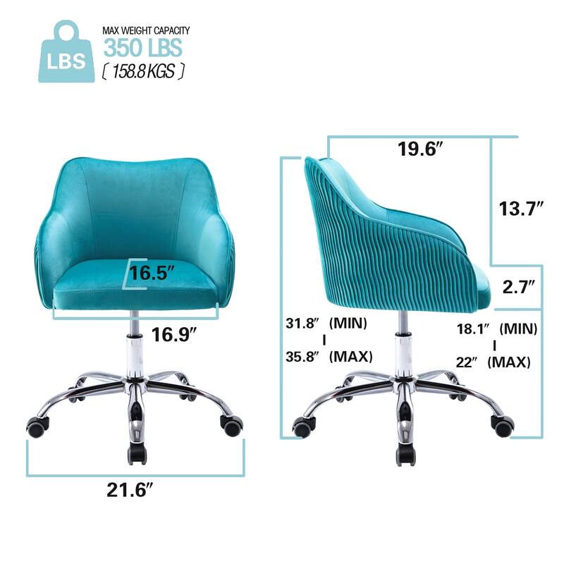 Corvus Braff Velvet Upholstered Adjustable Ergonomic Office Chair