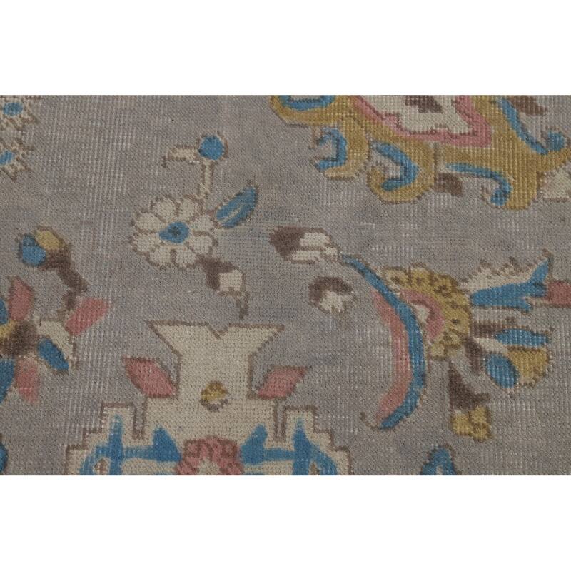 Gray Geometric Tabriz Persian Area Rug Handmade Wool Carpet - 9'8"x 13'1"