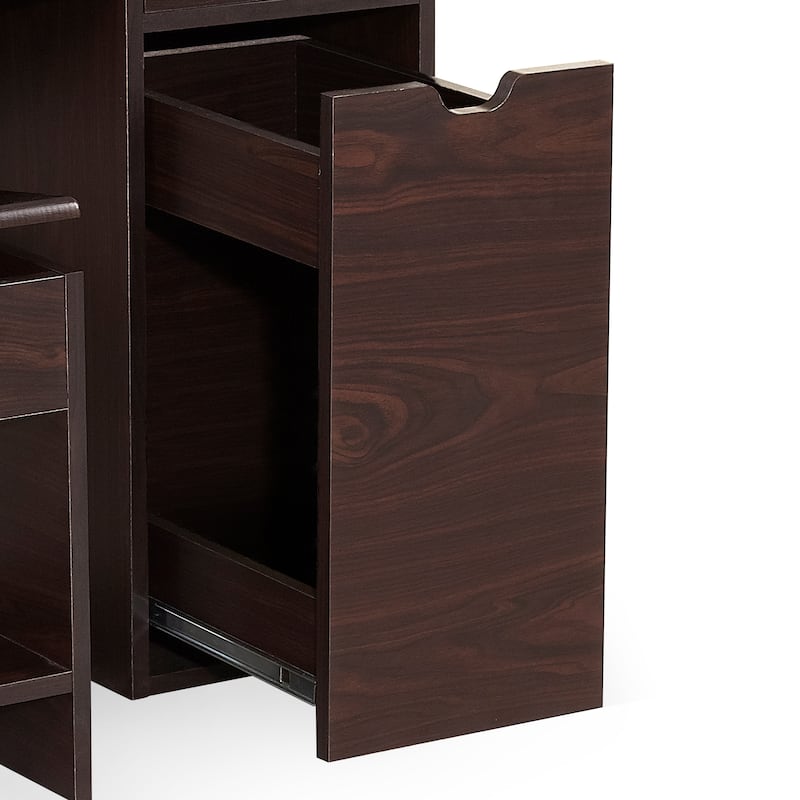 Furniture of America Laurel Transitional Walnut Flip-top 2-Piece Makeup Vanity Set with Mirrored Glass