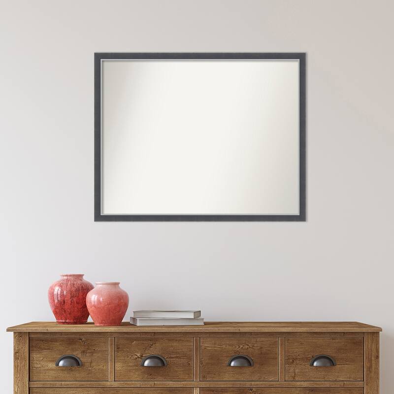 Non-Beveled Bathroom Wall Mirror - Eva Black Silver Thin Frame