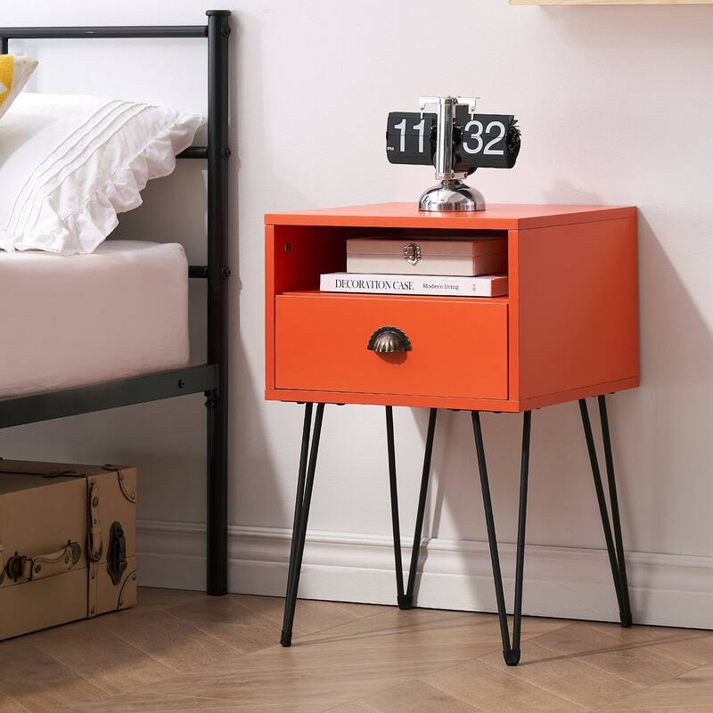 Taomika 2-Piece 1-Drawer Nightstand Set with Drawer Compact Open Shelf Bedside Table for Saving Space(Set of 2 )