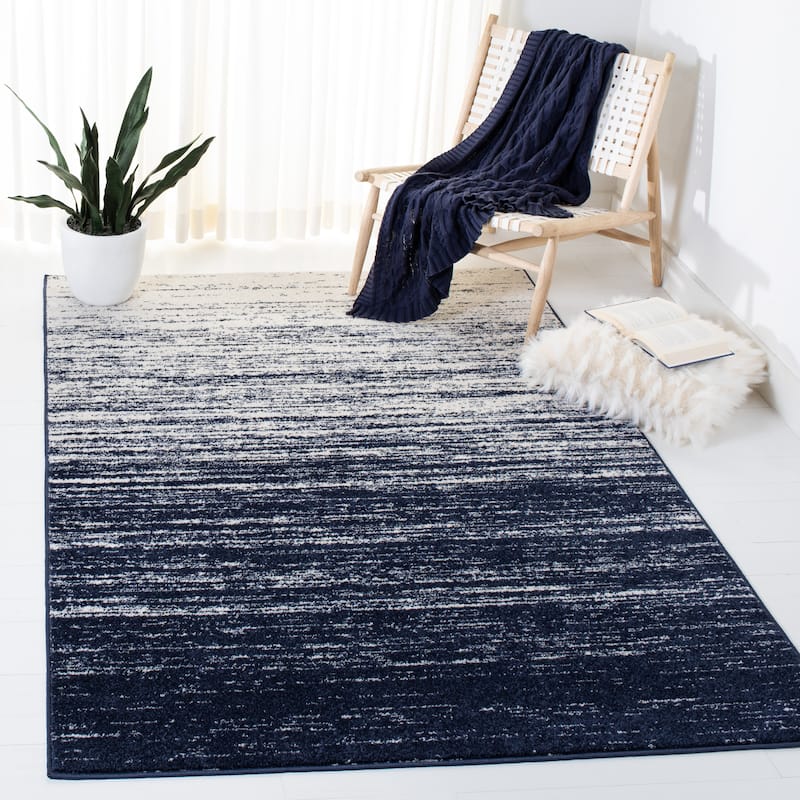SAFAVIEH Adirondack Vera Modern Ombre Distressed Area Rug - 4' Square - Navy/Ivory