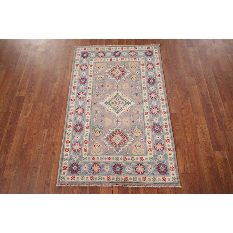Kazak Accent Rug Handmade Oriental Beige Wool Carpet - 2'8" x 4'2"
