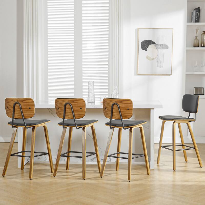 26" Wood Counter Height Bar Stools Set of 2 - 37.6"H x 19.5"W x 18.7"D