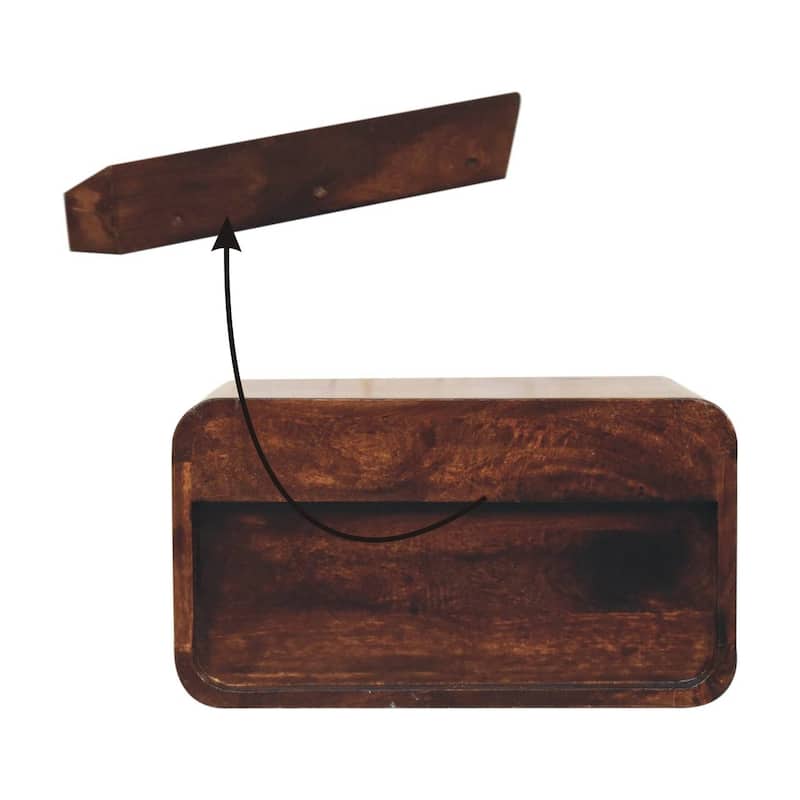 Solid Wood Curved California Walnut Wall-Mounted Bedside