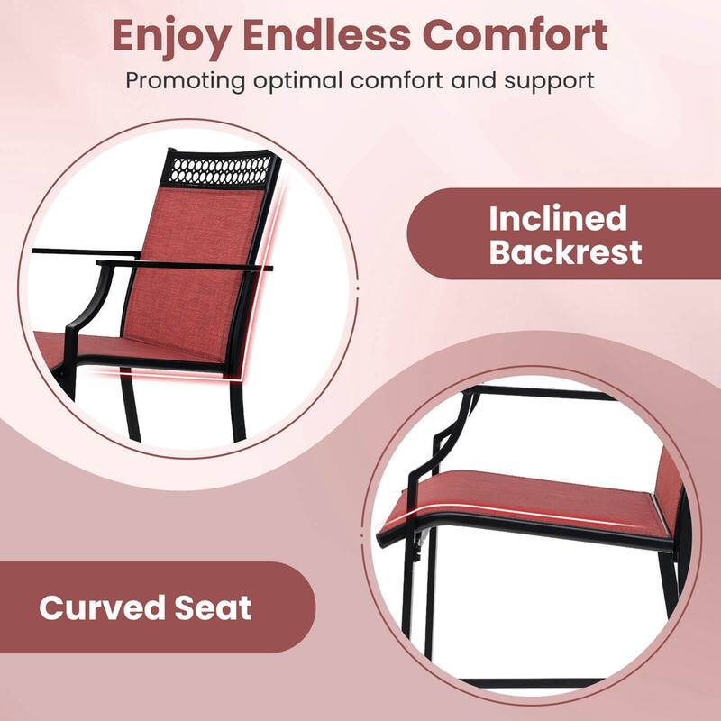 Costway Outdoor Counter Stools Set of 2 with Footrest & Armrests Metal - See Details