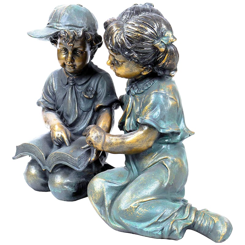 Boy and Girl Reading Together Statue