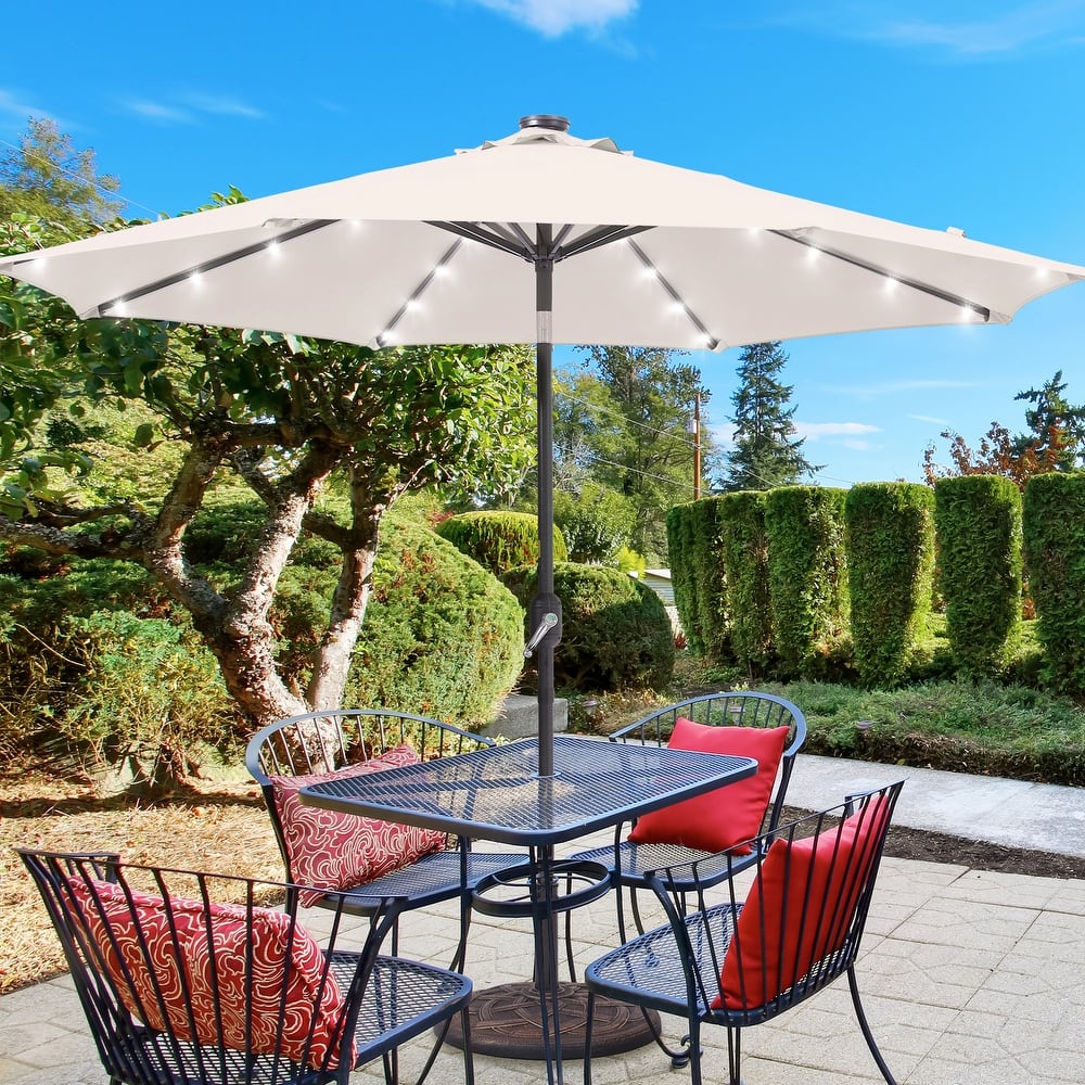BONOSUKI LED Patio 9Ft Market Umbrella,Outside Deck Table Umbrella