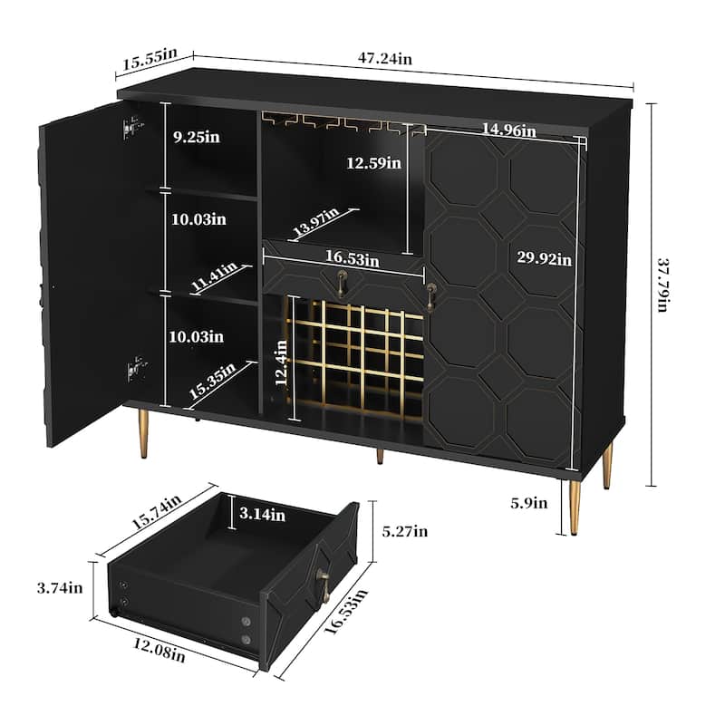 47.23'' Large Coffee Bar Cabinet Sideboard Table