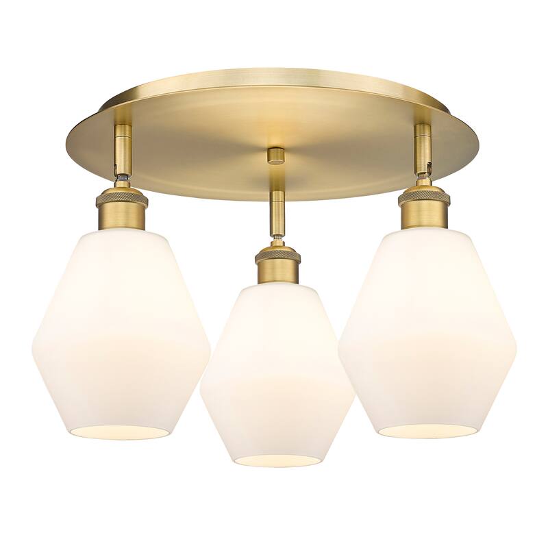 Innovations Lighting Cindyrella - 3 Light 18" Flush Mount - Brushed Brass/Cased Matte White