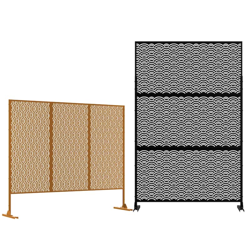 Metal Privacy Screen Wall Decoration Free Standing-6.3 ft. H X 4 ft. W