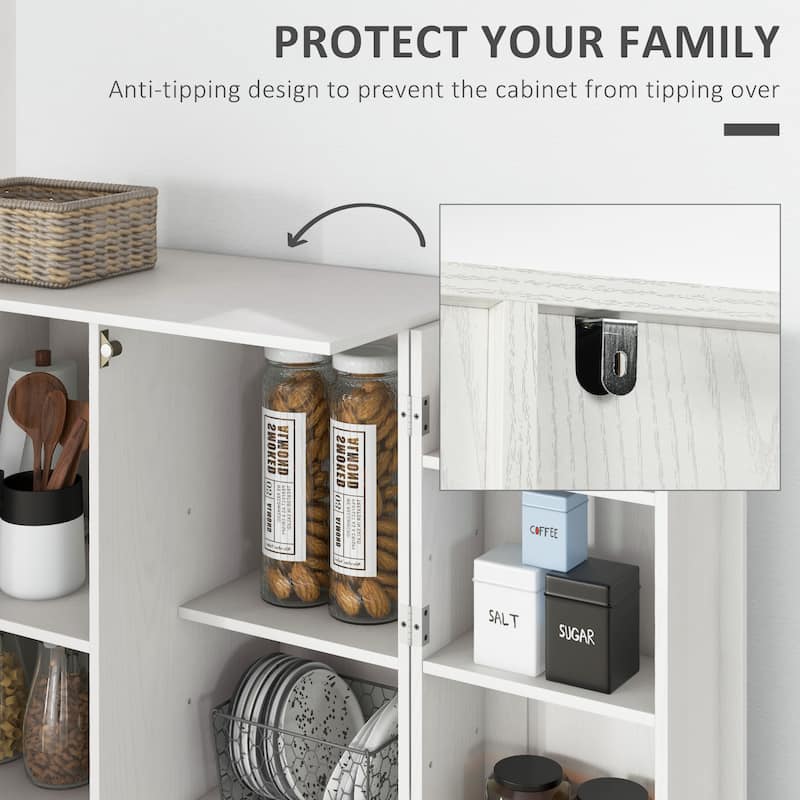 Kitchen Pantry Storage Cabinet, 14-Tier Freestanding Kitchen Cupboard with 2 Doors, Adjustable Shelves for Living Room