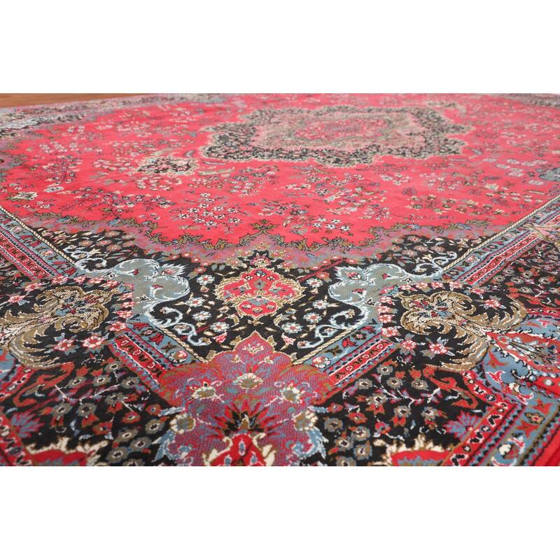 Victorian Style Pink Kashan Turkish Area Rug Machine Made Carpet - 9'8" x 13'2"