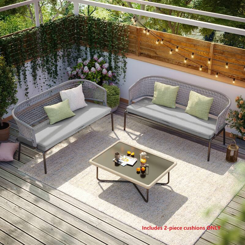Outdoor Settee Bench Seat Cushion Patio Swing Cushion Loveseat Cushion - 48-inch width - 2-piece, Light Gray