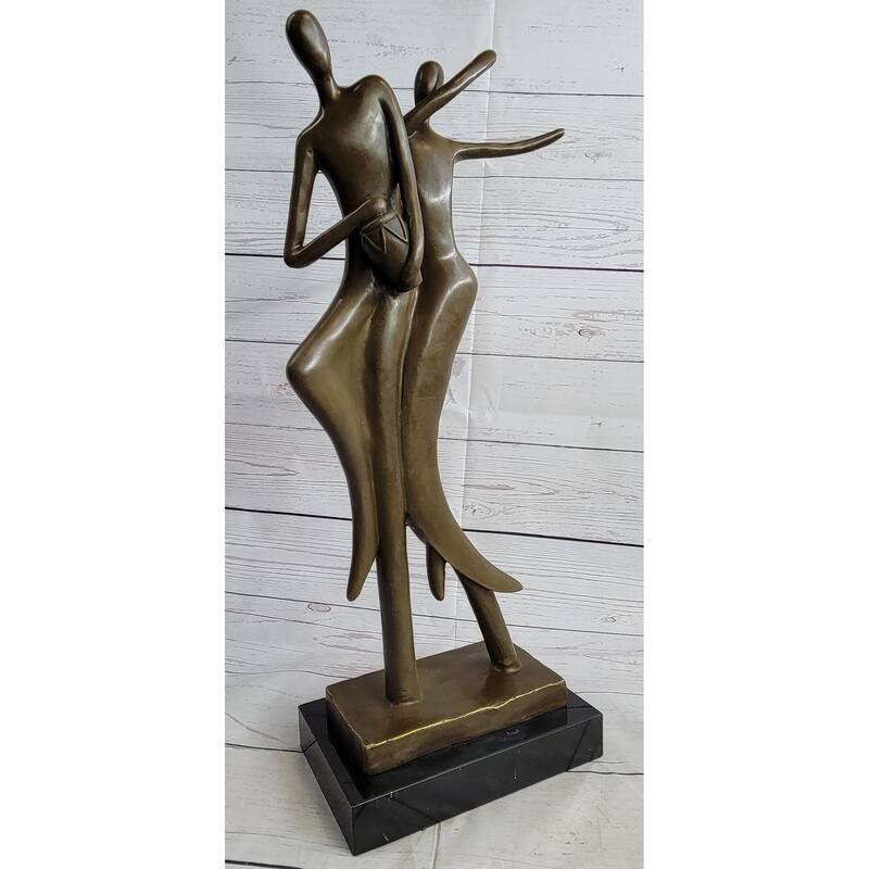 Contemporary Modern Art Bronze Statue Sculpture Of Dancing Couple Romance Figurative