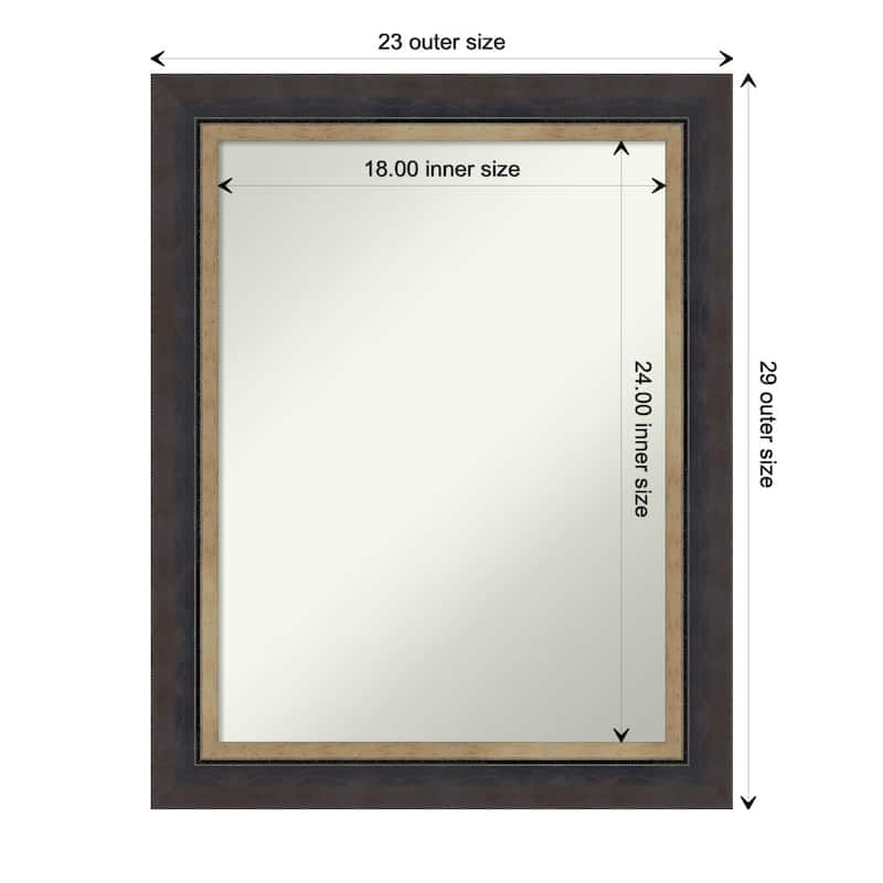 Hammered Charcoal Tan Non-Beveled Wood Framed Wall Mirror - Hammered Charcoal Tan - Glass Size 18x24